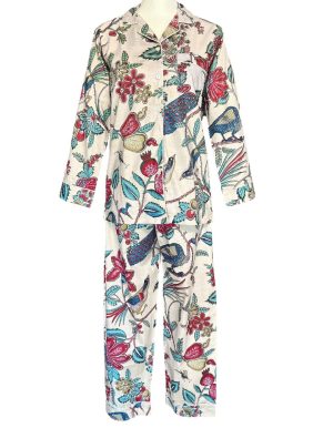 Long-Sleeve Pajama Set Brown Peacock