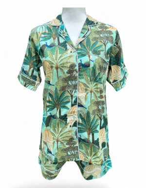 Short-Sleeve Pajama Set Green Jungle