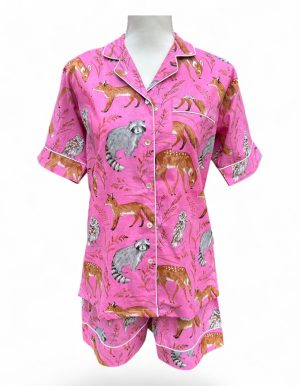 Short-Sleeve Pajama Set Pink Woodland